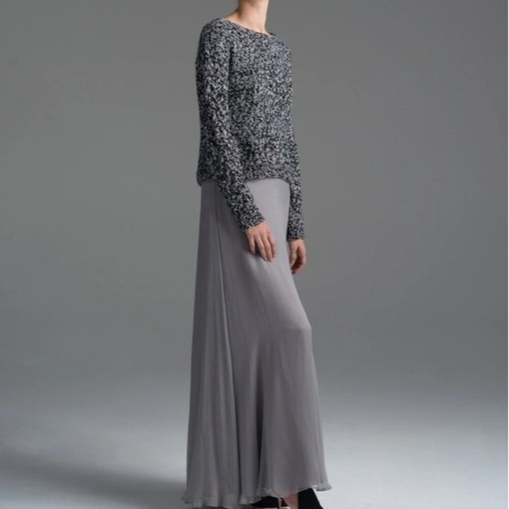 Davina nubby chunky black/white cotton polyester wool blend sweater SM